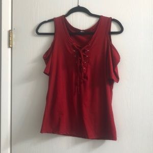 Cold shoulder front lace top